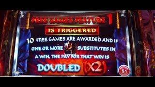 5 Line Ainsworth Ming Warrior High Limit slot machine pokie free spins bonus