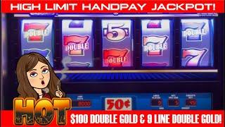 DOUBLE GOLD 9 LINE SLOT MACHINE - HANDPAY JACKPOT - $100 DOUBLE GOLD LIVE SLOT PLAY! ARIA LAS VEGAS!