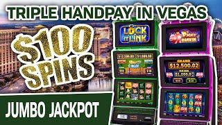 Huff N’ Puff TRIPLE HANDPAY in VEGAS  $100 Slot Spins on Lock It Link: Piggy Bankin’