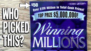 WHO PICKED THIS? $50 Winning Millions!  TEXAS LOTTERY Scratch Off Tickets