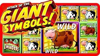 BIG GIANT WILDS!!! LIVE WIN !!! on Invaders Attack From The Planet Moolah - 1c Slot Machine
