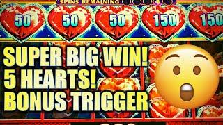 SUPER BIG WIN! ️ 5-FIVE HEARTS FEATURE TRIGGER! LOCK IT LINK $5.00 BET Slot Machine (SG)
