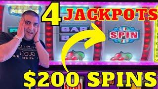 4 JACKPOTS On $200 Spin WHEEL OF FORTUNE Slot Machine