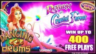MAX BET  LIVE PLAY  BONUS  RETURN TO THE CRYSTAL FOREST  DANCING DRUMS  SLOT MACHINE