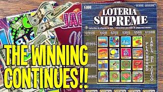 The WINNING CONTINUES! $100 TICKET  $210 Lottery Scratch Off Tickets