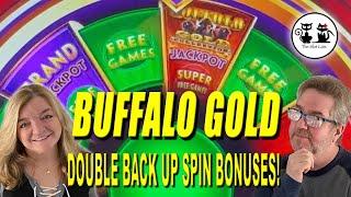 BUFFALO GOLD SLOT MACHINES!! DOUBLE BACK UP SPIN BONUSES