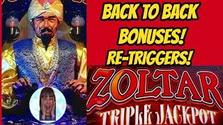 Zoltar Triple Jackpot! Back To Back Bonuses! Re-Triggers!
