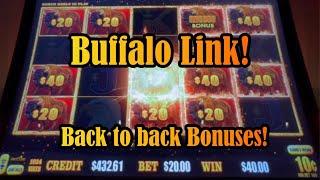Buffalo Link at Winstar! Slot Machine Live Play! Back to Back Bonuses!