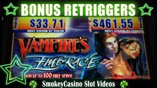 Vampire's Embrace Slot Machine Bonus Win • Re-Triggers By WMS