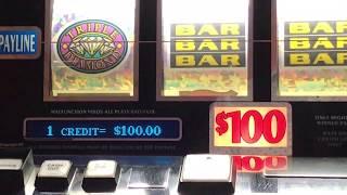$100 Slot Machine Jackpot -  High Limit Hundred Dollar Triple Diamond