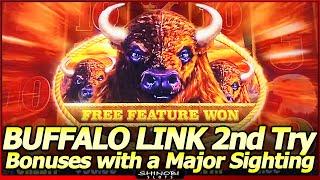 Buffalo Link Slot Machine - 2nd Attempt, Free Spins with Hold & Spin Features and a Major Sighting