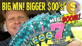 BIG WIN on NEW $20 Mega 7s! BIG $00's!!  $200/TICKETS!  Texas Lottery Scratch Off Tickets
