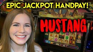 INCREDIBLE JACKPOT HANDPAY! Mustang Slot Machine! Crazy Multiplier In The Bonus!!