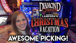 BIG BONUS WIN! New Christmas Vacation Slot Machine! $500 VS Diamond Queen!