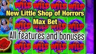 NEW LITTLE SHOP OF HORRORS SLOT LIVE PLAY WITH ALL FEATURES AND BONUSES ! MAX BET !!