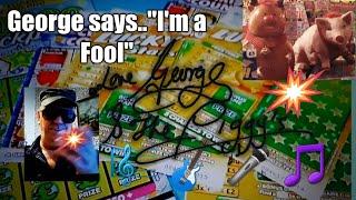 •Scratchcard George •....•...•says..I'm a Fool•..•piggy &• Porky show some Scratchcards••