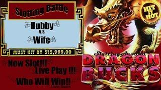 New Slot!! Dragon Bucks Hubby vs Wife slot win battle at San Manuel Casino