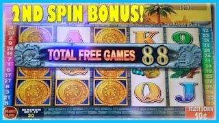 2ND SPIN BONUS! 88 FREE GAMES RETRIGGER – MAYAN CHIEF SLOT MACHINE