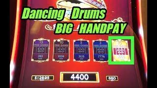 BIG HANDPAY on Dancing Drums slot machine + lock it link and dragon lanterns