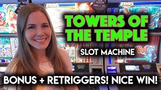 So Many Re-Triggers!! Towers of The Temple Slot Machine! BONUS!! NICE WIN!!