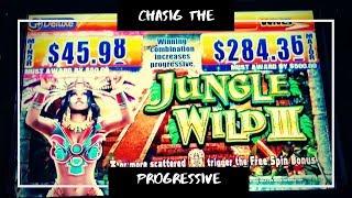 (Super Big Win!!!) WMS Jungle Wild 3 / Chasing the Progressive / Will I get it? @ Barona Casino