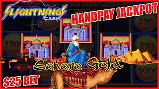 HIGH LIMIT Lightning Link Magic Pearl & Sahara Gold HANDPAY JACKPOT ️$25 Bonus Round Slot Machine