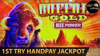 FIRST TRY HANDPAY JACKPOT NEW SLOT - BUFFALO GOLD MAX POWER MASSIVE WIN | HUFF N" MORE PUFF SLOT