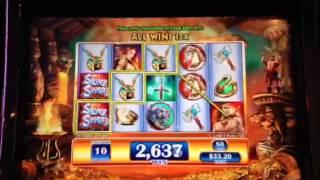 Silver Sword Slot Machine Bonus Retrigger Big Win 100X New York Casino Las Vegas