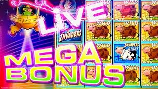 LIVE MEGA BONUS!!! Invaders Attack from the Planet Moolah - CASINO VIDEO SLOT & SURPRISE ENDING!