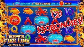 HIGH LIMIT Ultimate Fire Link By The Bay & Route 66 (2) $30 Bonus Rounds Slot Machine Casino