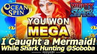 I Caught A Mermaid While Shark Hunting at Soboba!  Mega Jackpot Won in Ocean Spin Mighty Shark Slot!