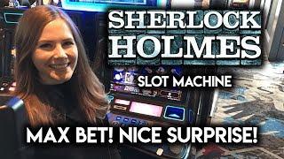 Max Bet! Sherlock Holmes Slot Machine! STRANGE way to come out a winner!