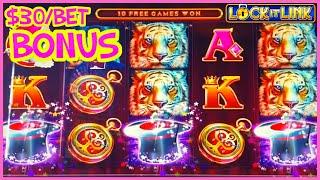 Lock It Link Hold Onto Your Hat  HIGH LIMIT $30 MAX BET BONUS Slot Machine Casino