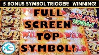 FULL SCREEN!!! * 5 BONUS SYMBOL TRIGGER * Golden Zodiac Slot Machine * WINNING!