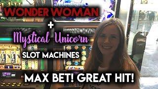 Mystical Unicorn BIG HIT! Trying out NEW Wonder Woman Slot Machine!