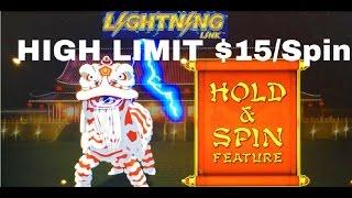 HIGH LIMIT Lightning Link Happy Lanterns $15/Spin Live Play