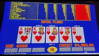 TWO Jackpots at Bellagio Baccarat Bar Video Poker ~ A ROYAL FLUSH -&- FOUR 3's (with a Kicker)
