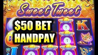 JACKPOT HANDPAY: $50 Bet on Drop and Lock Sweet Tweet Slot
