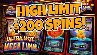 THIS IS INSANE!  HIGH LIMIT $200 SPINS ON ULTRA HOT MEGA LINK!