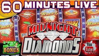 60 MINUTES LIVE  MIDNIGHT DIAMONDS  BALLY SLOT MACHINE  REWARD POINTS UPDATE!