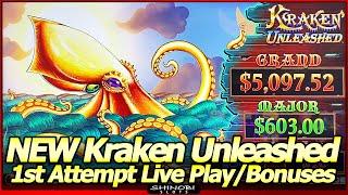 Kraken Unleashed Lobster Bay Slot Machine - First Attempt, Max Bet Bonus Feature and Free Spins
