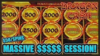 HIGH LIMIT Dragon Cash Link HAPPY & PROSPEROUS MASSIVE HANDPAY JACKPOT $50 Bonus Round Slot Machine