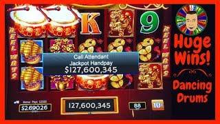 My biggest Jackpots-Wins-Handpays on High Limit Dancing Drums