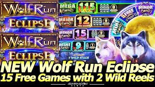 NEW Wolf Run Eclipse Slot Machine - Live Play and 15 Free Games with 2 Wild Reels!