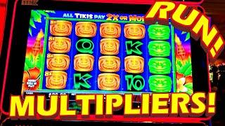 TAKE THE MONEY AND RUN!!! * THE TIKIS HAVE MULTIPLIERS !??! - Las Vegas Casino Slot Machine Comeback