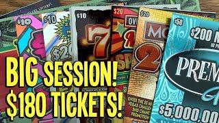 BIG SESSION! $180 TICKETS!  $50 Premier Play, $20 Multiplier Spectacular  TX Lottery Scratch Offs