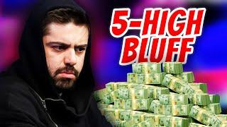 Hilarious 5-HIGH Poker BLUFF Surprised the Table  #Shorts
