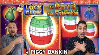 Loteria LOCK IT LINK Free Games RETRIGGER! El Barril de Fiesta & Piggy Bankin wins!