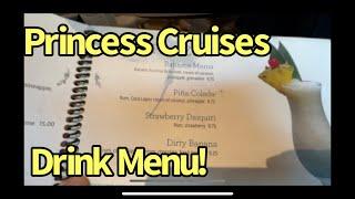Princess Cruise Line Drink and Bar Menu with prices for the cocktail and wine list