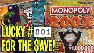 OINK OINK! + LUCKY #1 FOR THE $AVE!  $20 Mega 7s + $20 Monopoly 200X  TEXAS Lottery Scratch Off